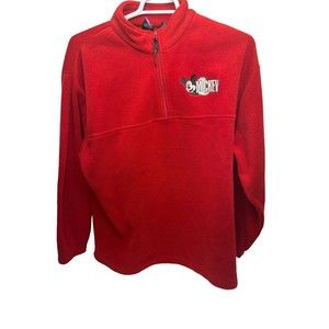 Disney MICKEY Womens Red Fleece Mickey 1/4 zip Sweater Size 2X
